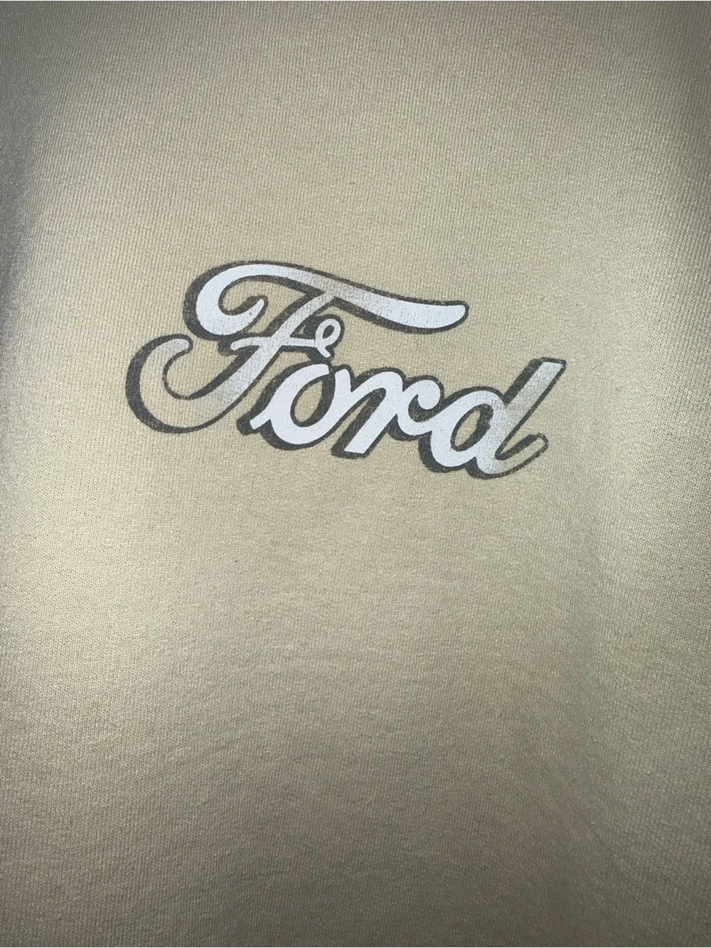 Ford Men's Crewneck Sweatshirt in Beige with Script Logo